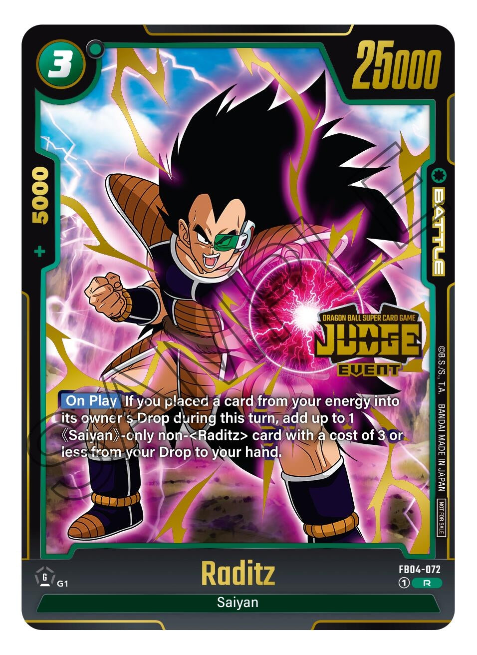 Image for Raditz (Judge Pack (Event Judge) 03) (Tournament and Championship Promos) (FB04-072) - Dragon Ball Super: Fusion World