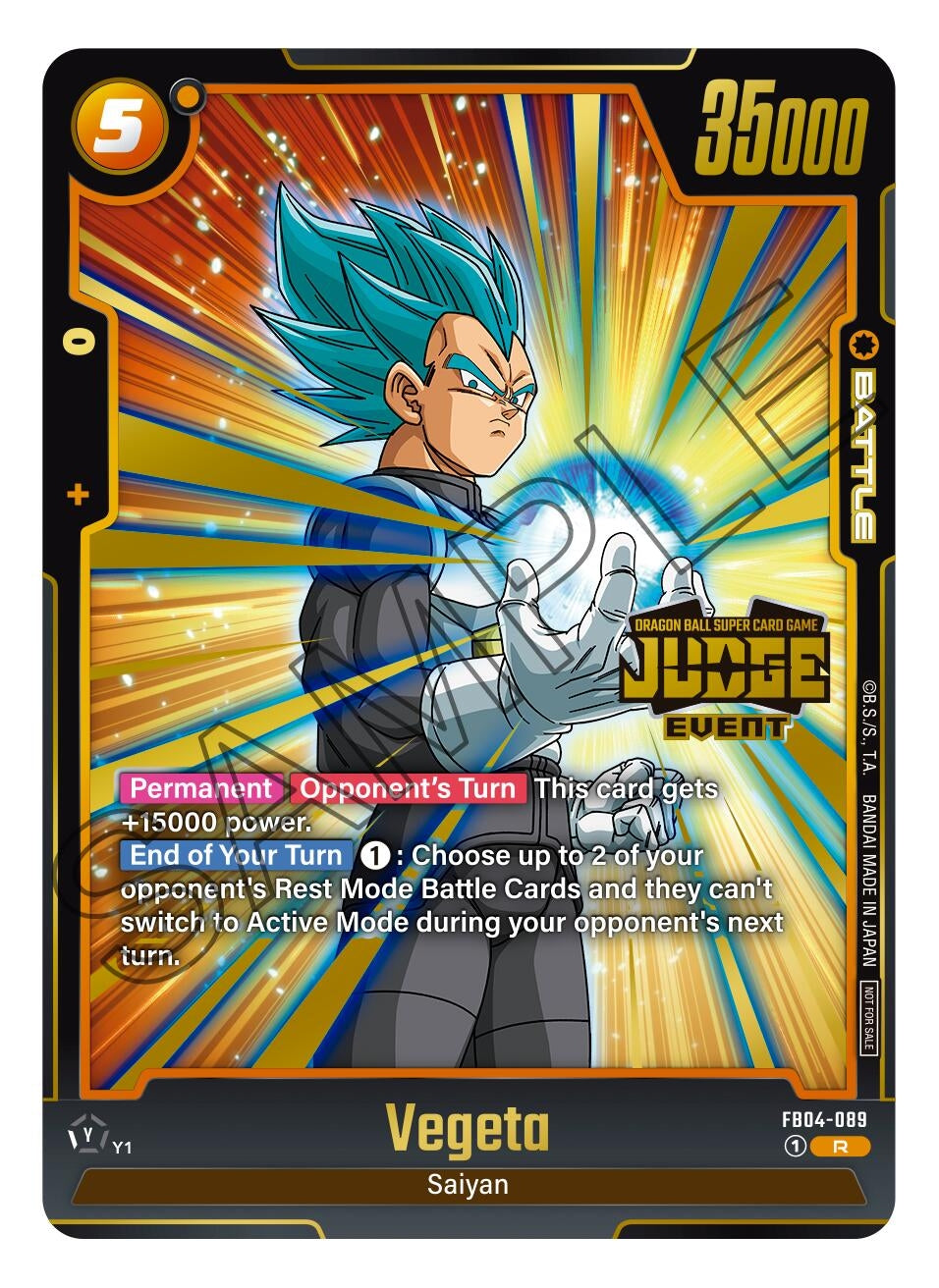 Image for Vegeta (Judge Pack (Event Judge) 03) (Tournament and Championship Promos) (FB04-089) - Dragon Ball Super: Fusion World