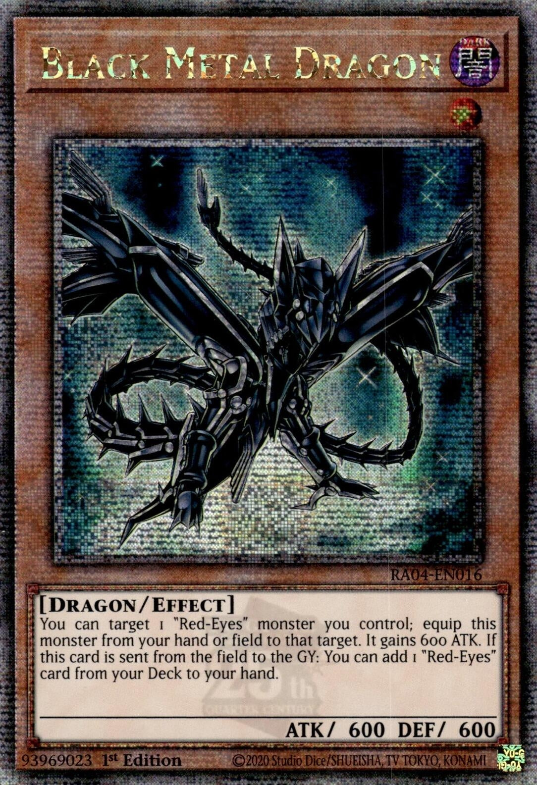 Image for Black Metal Dragon (Quarter Century Secret Rare) (Quarter Century Stampede) (RA04-EN016) - YuGiOh