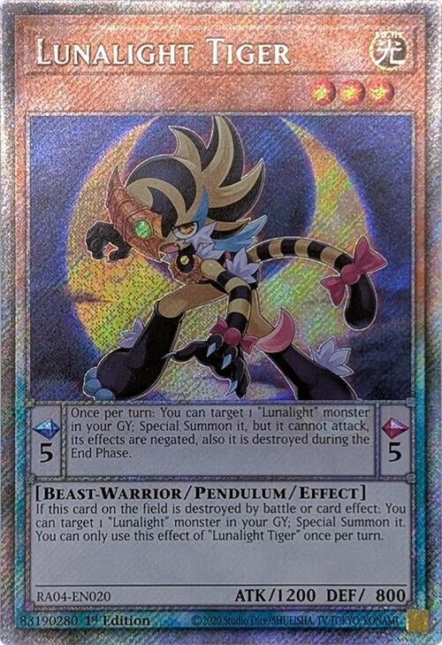 Image for Lunalight Tiger (Platinum Secret Rare) (Quarter Century Stampede) (RA04-EN020) - YuGiOh