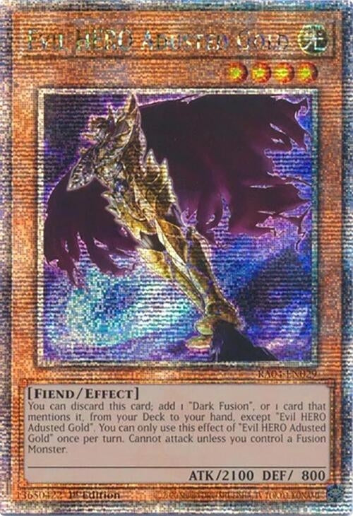 Image for Evil HERO Adusted Gold (Quarter Century Secret Rare) (Quarter Century Stampede) (RA04-EN029) - YuGiOh