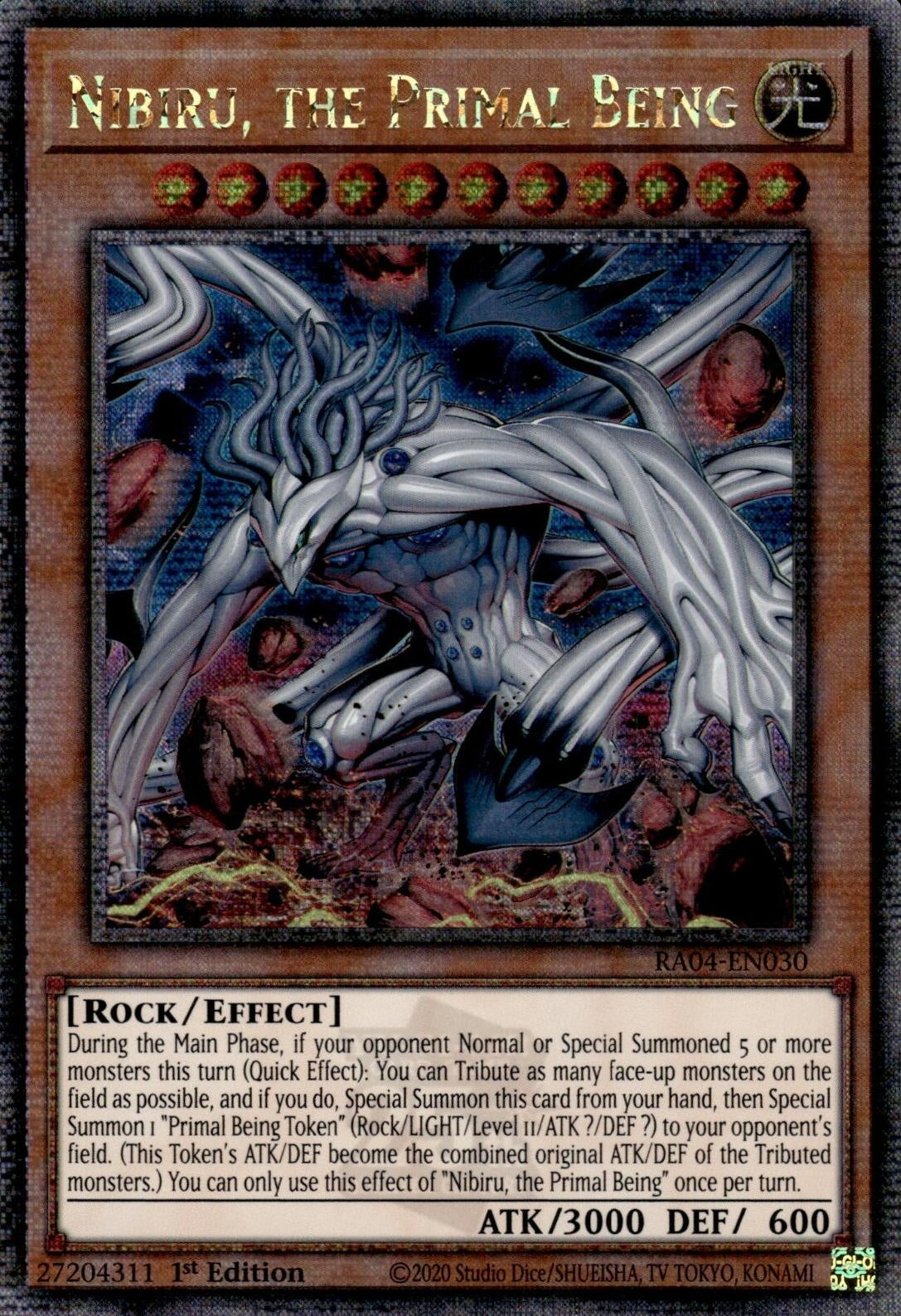 Image for Nibiru, the Primal Being (New Art) (Quarter Century Secret Rare) (Quarter Century Stampede) (RA04-EN030) - YuGiOh