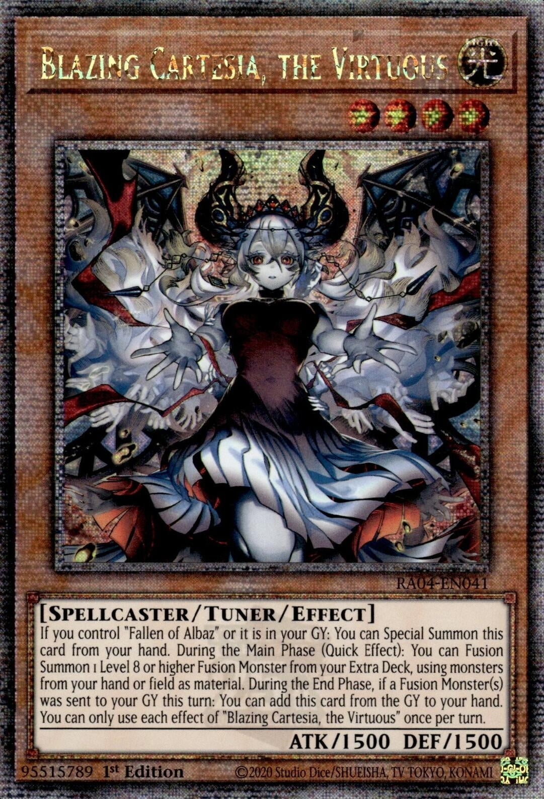 Image for Blazing Cartesia, the Virtuous (New Art) (Quarter Century Secret Rare) (Quarter Century Stampede) (RA04-EN041) - YuGiOh