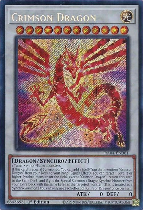 Image for Crimson Dragon (card) (Secret Rare) (Quarter Century Stampede) (RA04-EN061) - YuGiOh