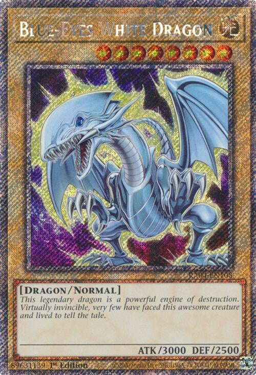 Image for Blue-Eyes White Dragon (7th Art) (Platinum Secret Rare) (Quarter Century Stampede) (RA04-EN108) - YuGiOh