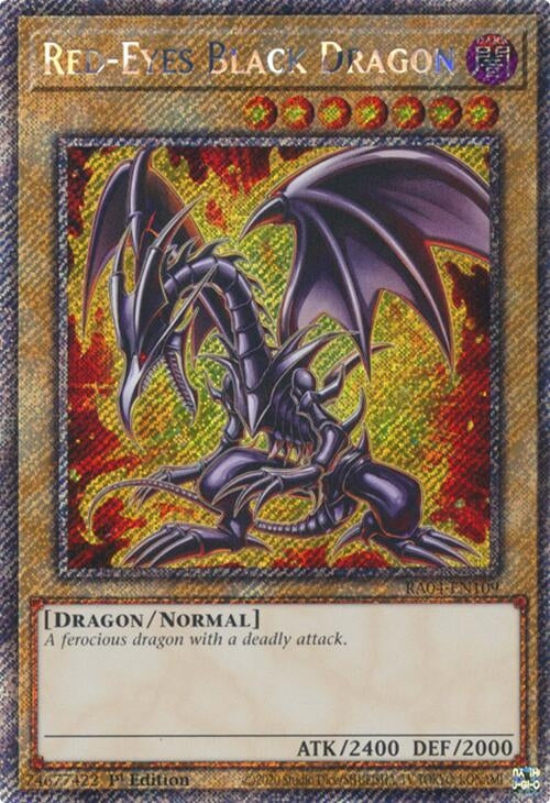 Image for Red-Eyes Black Dragon (7th Art) (Platinum Secret Rare) (Quarter Century Stampede) (RA04-EN109) - YuGiOh