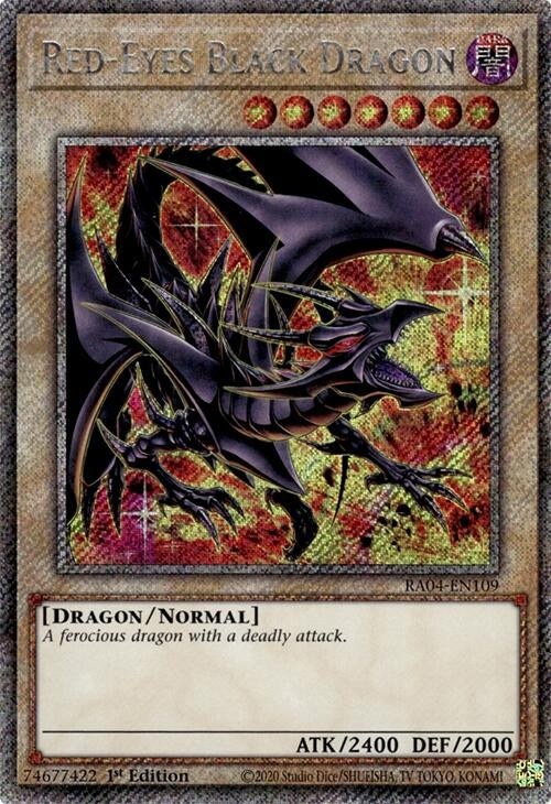 Image for Red-Eyes Black Dragon (8th Art) (Platinum Secret Rare) (Quarter Century Stampede) (RA04-EN109) - YuGiOh