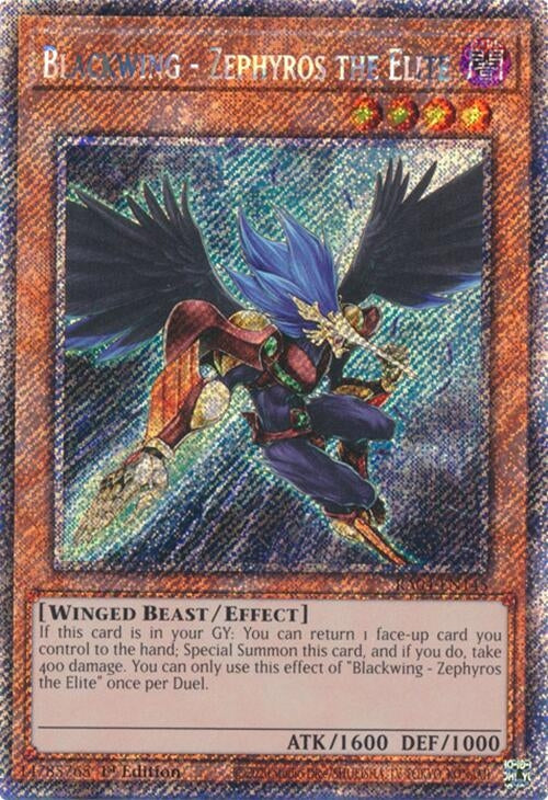 Image for Blackwing - Zephyros the Elite (Platinum Secret Rare) (Quarter Century Stampede) (RA04-EN145) - YuGiOh
