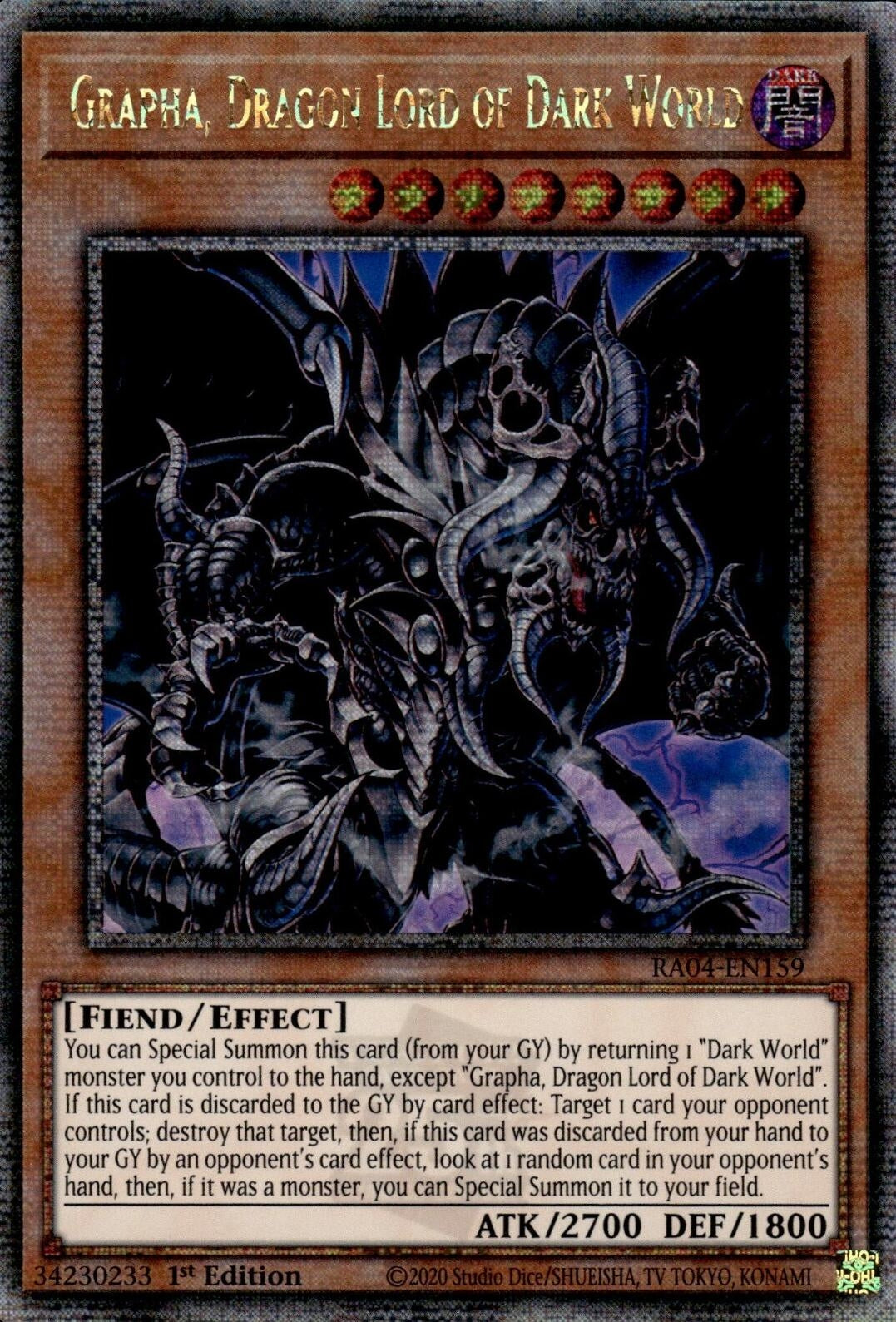 Image for Grapha, Dragon Lord of Dark World (Quarter Century Secret Rare) (Quarter Century Stampede) (RA04-EN159) - YuGiOh