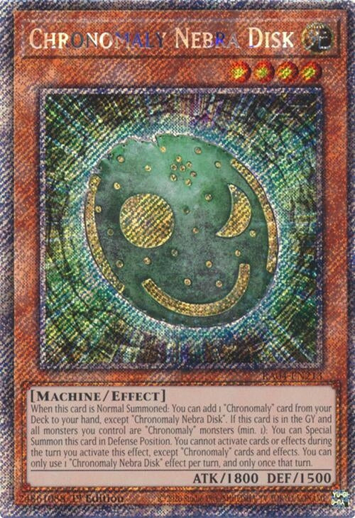 Image for Chronomaly Nebra Disk (Platinum Secret Rare) (Quarter Century Stampede) (RA04-EN213) - YuGiOh