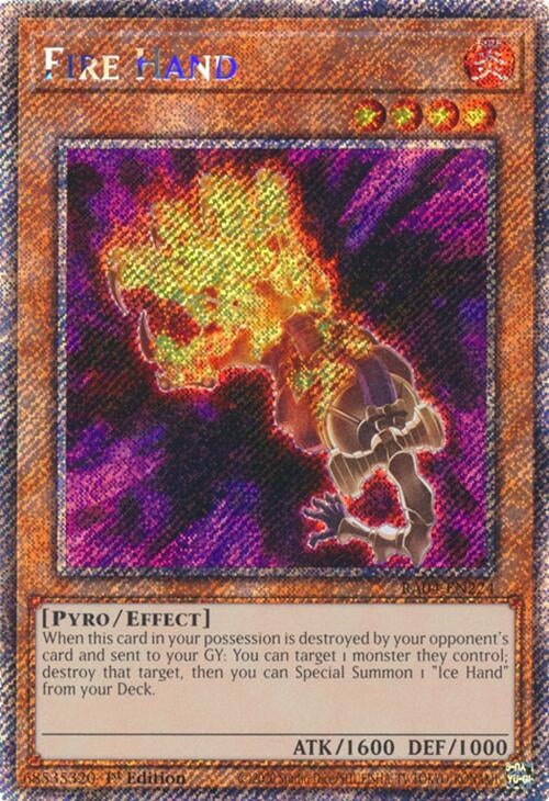 Image for Fire Hand (Platinum Secret Rare) (Quarter Century Stampede) (RA04-EN224) - YuGiOh