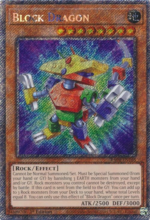 Image for Block Dragon (Platinum Secret Rare) (Quarter Century Stampede) (RA04-EN268) - YuGiOh