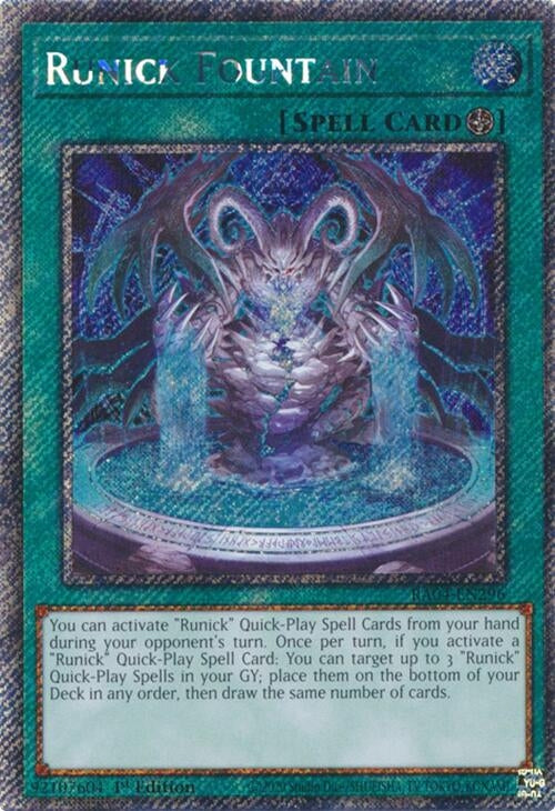 Image for Runick Fountain (Platinum Secret Rare) (Quarter Century Stampede) (RA04-EN296) - YuGiOh
