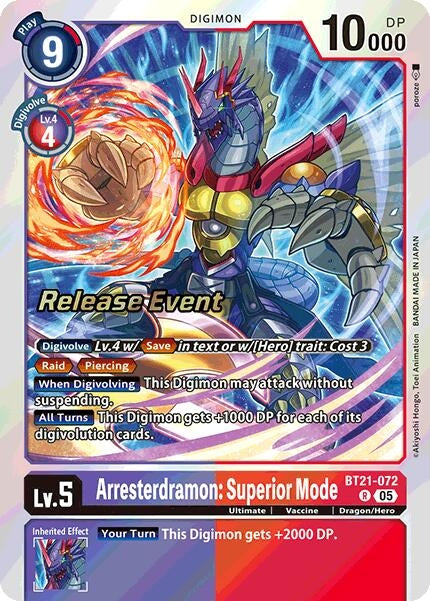 Image for Arresterdramon: Superior Mode (BT21_PR) (BT21-072 R) - Digimon Card Game