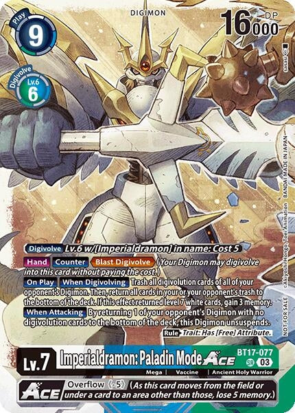 Image for Imperialdramon: Paladin Mode ACE (World Convergence Release Event) (BT21_PR) (BT17-077 SR) - Digimon Card Game