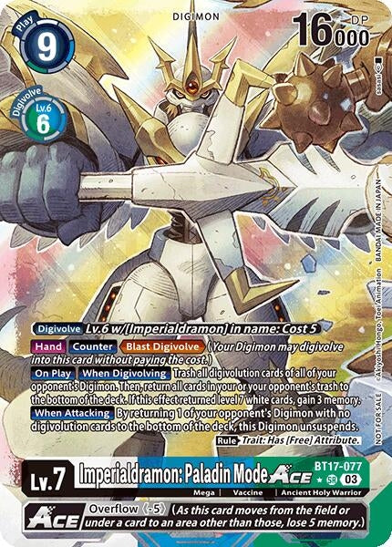 Image for Imperialdramon: Paladin Mode ACE (World Convergence Release Event Winner) (BT21_PR) (BT17-077 SR) - Digimon Card Game