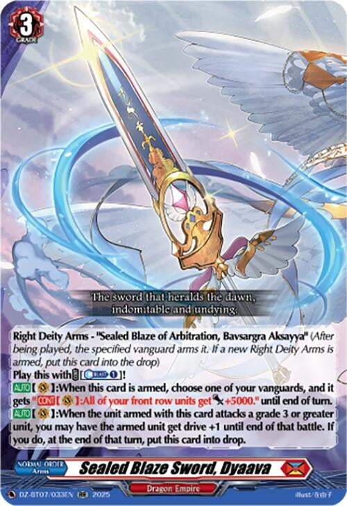 Image for Sealed Blaze Sword, Dyaava (DZ-BT07: Moon Fangs & Cerulean Blaze) (DZ-BT07/033EN) - Cardfight Vanguard