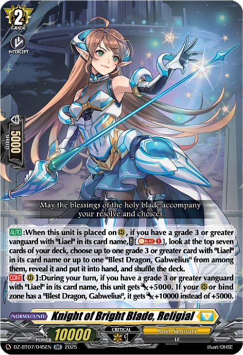 Image for Knight of Bright Blade, Religial (DZ-BT07: Moon Fangs & Cerulean Blaze) (DZ-BT07/045EN) - Cardfight Vanguard