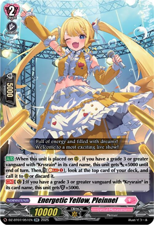 Image for Energetic Yellow, Pleinnel (DZ-BT07: Moon Fangs & Cerulean Blaze) (DZ-BT07/051EN) - Cardfight Vanguard