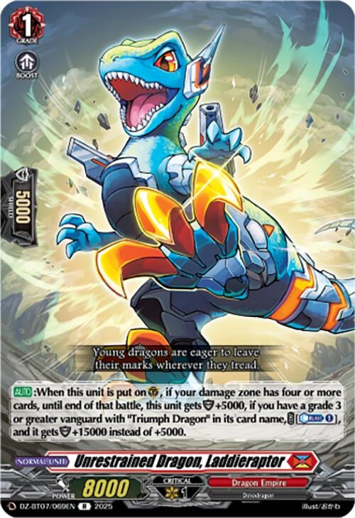 Image for Unrestrained Dragon, Laddieraptor (DZ-BT07: Moon Fangs & Cerulean Blaze) (DZ-BT07/069EN) - Cardfight Vanguard