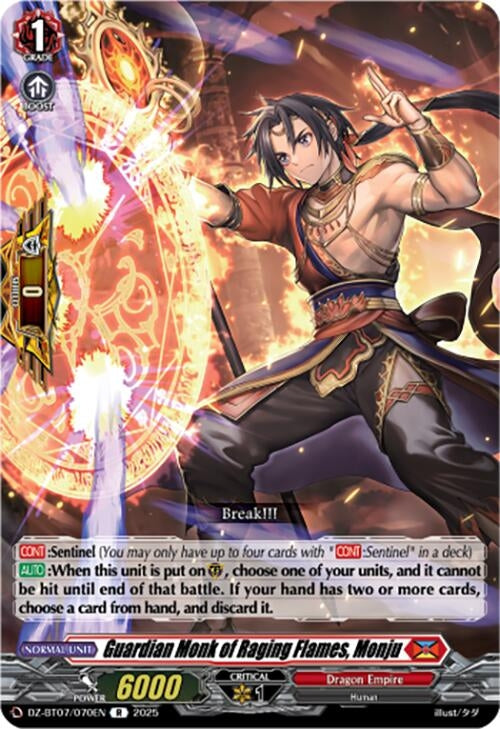 Image for Guardian Monk of Raging Flames, Monju (DZ-BT07: Moon Fangs & Cerulean Blaze) (DZ-BT07/070EN) - Cardfight Vanguard