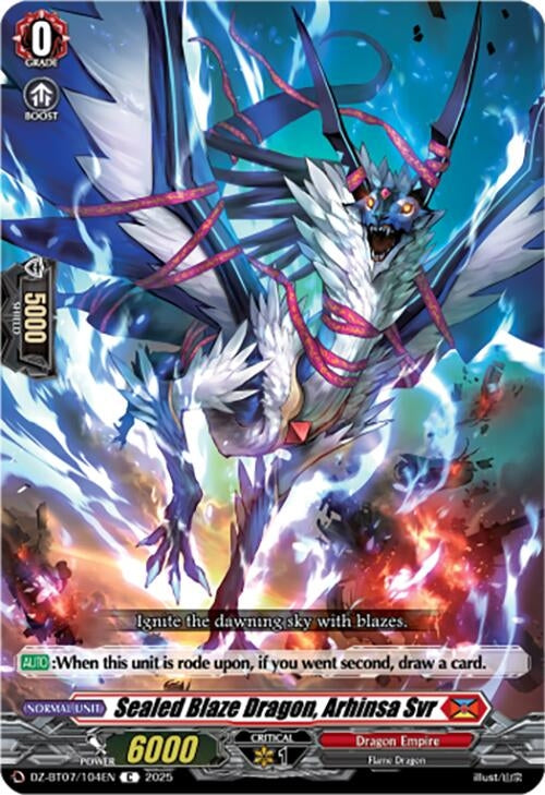 Image for Sealed Blaze Dragon, Arhinsa Svr (DZ-BT07: Moon Fangs & Cerulean Blaze) (DZ-BT07/104EN) - Cardfight Vanguard