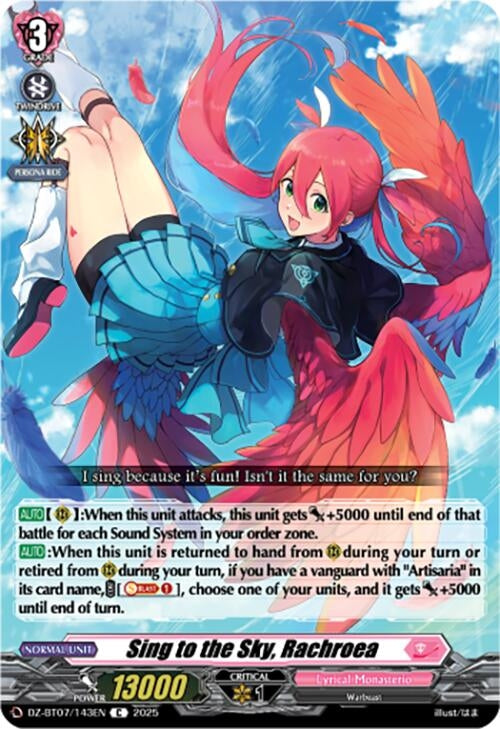 Image for Sing to the Sky, Rachroea (DZ-BT07: Moon Fangs & Cerulean Blaze) (DZ-BT07/143EN) - Cardfight Vanguard