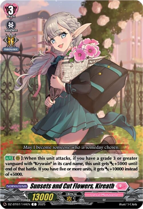 Image for Sunsets and Cut Flowers, Kireath (DZ-BT07: Moon Fangs & Cerulean Blaze) (DZ-BT07/144EN) - Cardfight Vanguard