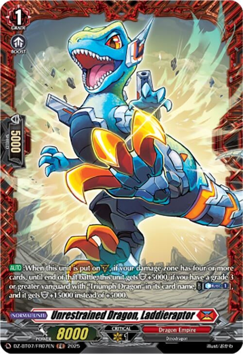 Image for Unrestrained Dragon, Laddieraptor (FR) (DZ-BT07: Moon Fangs & Cerulean Blaze) (DZ-BT07/FR07EN) - Cardfight Vanguard
