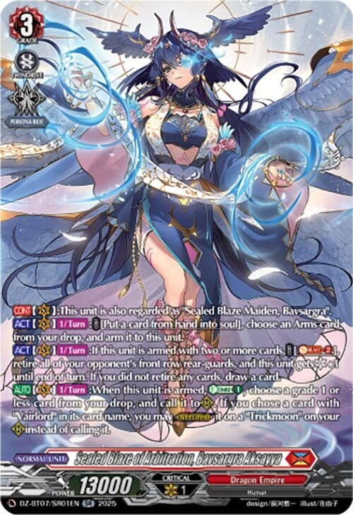Image for Sealed Blaze of Arbitration, Bavsargra Aksayya (SR) (DZ-BT07: Moon Fangs & Cerulean Blaze) (DZ-BT07/SR01EN) - Cardfight Vanguard
