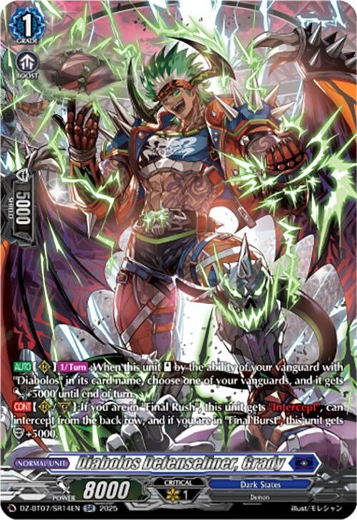 Image for Diabolos Defenseliner, Grady (SR) (DZ-BT07: Moon Fangs & Cerulean Blaze) (DZ-BT07/SR14EN) - Cardfight Vanguard