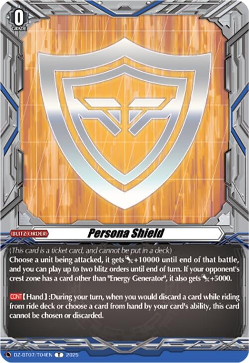 Image for Persona Shield (DZ-BT07: Moon Fangs & Cerulean Blaze) (DZ-BT07/T04EN) - Cardfight Vanguard
