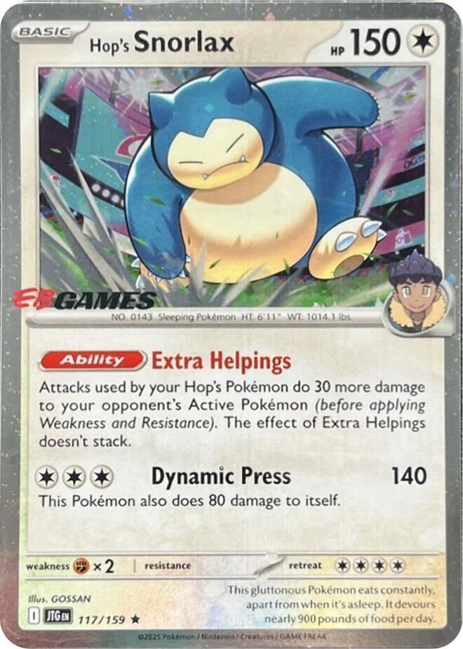 Image for Hop's Snorlax - 117/159 (EB Games) (Cosmos Holo) (Miscellaneous Cards & Products) (117/159) - Pokemon