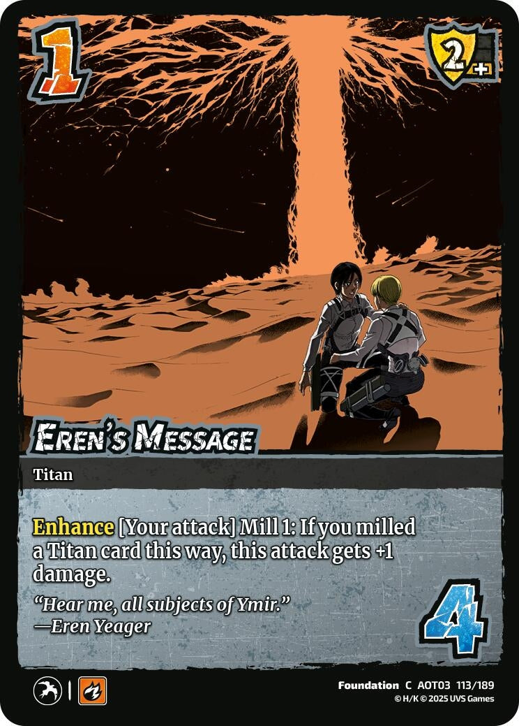 Image for Eren's Message (Attack on Titan: Apocalypse) (113/189) - UniVersus