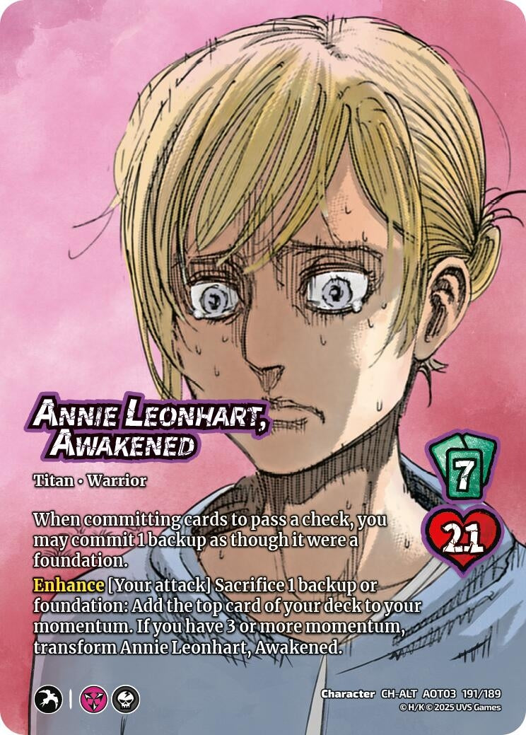 Image for Annie Leonhart, Awakened // Female Titan, Finale (Alternate Art) (Attack on Titan: Apocalypse) (191/189) - UniVersus