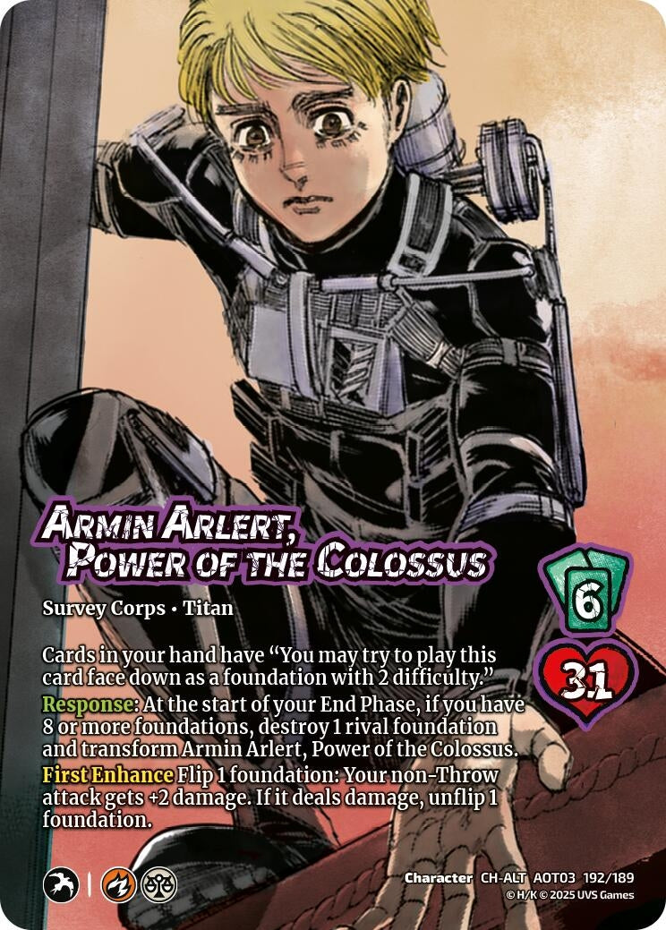 Image for Armin Arlert, Power of the Colossus // Colossus Titan, Finale (Alternate Art) (Attack on Titan: Apocalypse) (192/189) - UniVersus