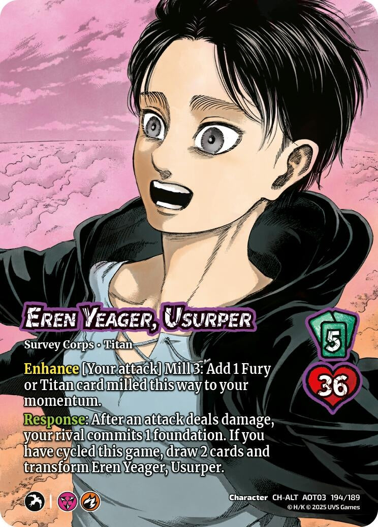 Image for Eren Yeager, Usurper // Attack Titan, Finale (Alternate Art) (Attack on Titan: Apocalypse) (194/189) - UniVersus