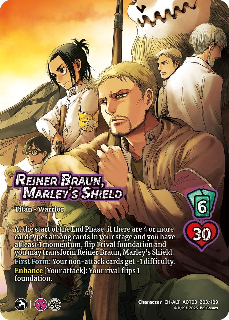 Image for Reiner Braun, Marley's Shield // Armored Titan, Finale (Alternate Art) (Attack on Titan: Apocalypse) (203/189) - UniVersus