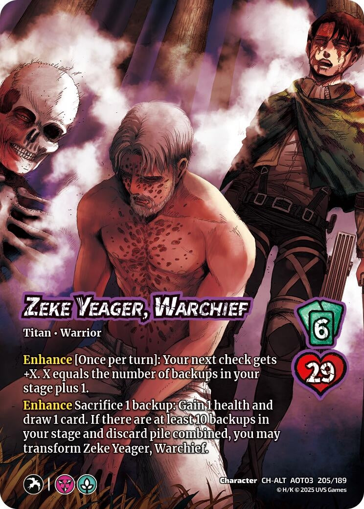Image for Zeke Yeager, Warchief // Beast Titan, Finale (Alternate Art) (Attack on Titan: Apocalypse) (205/189) - UniVersus