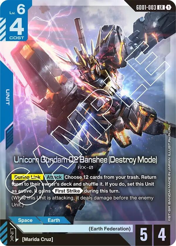 Image for Unicorn Gundam 02 Banshee (Destroy Mode) (Newtype Rising) (GD01-003) - Gundam Card Game