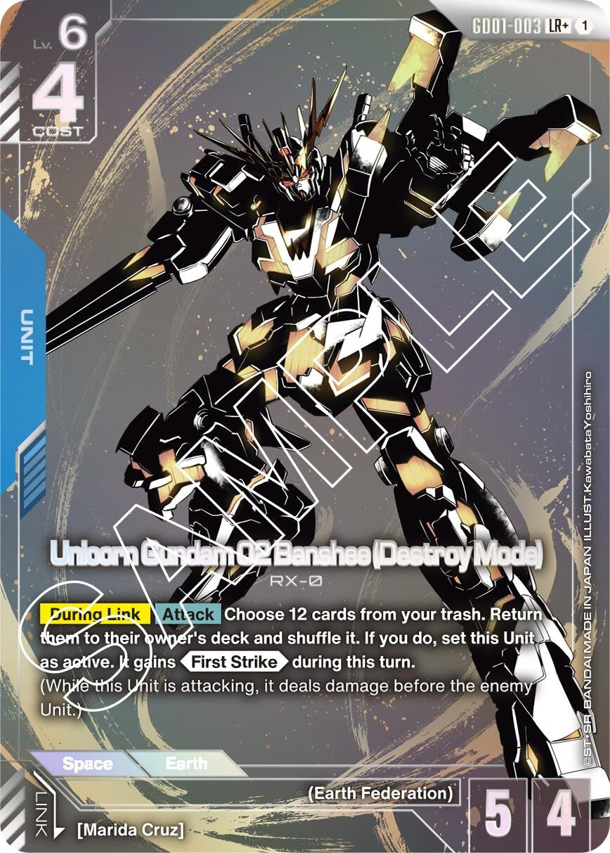 Image for Unicorn Gundam 02 Banshee (Destroy Mode) (LR+) (Newtype Rising) (GD01-003) - Gundam Card Game