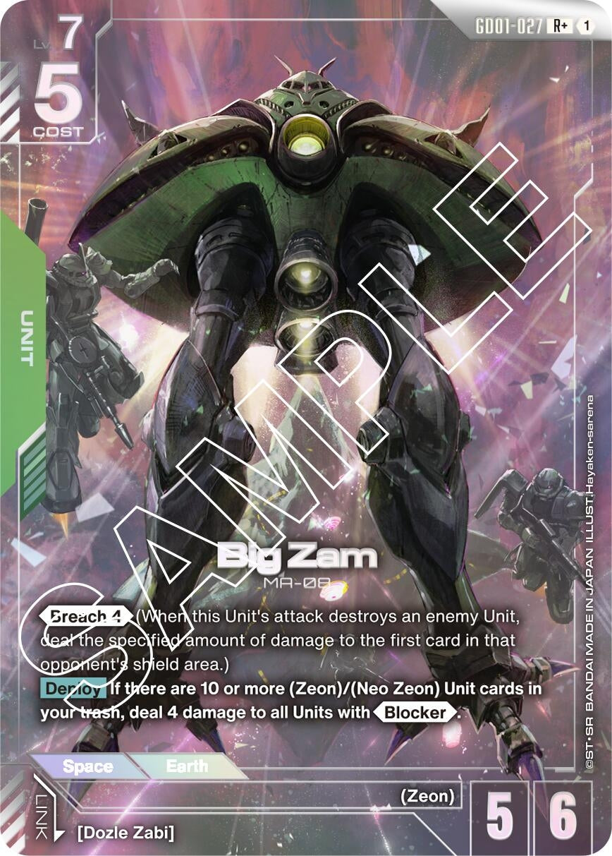 Image for Big Zam (R+) (Newtype Rising) (GD01-027) - Gundam Card Game