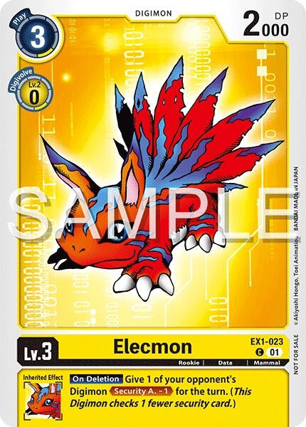 Image for Elecmon (EX1-023) (Time Stranger Demo Deck) (Digimon Demo Deck Exclusive Cards) (EX1-023 C) - Digimon Card Game
