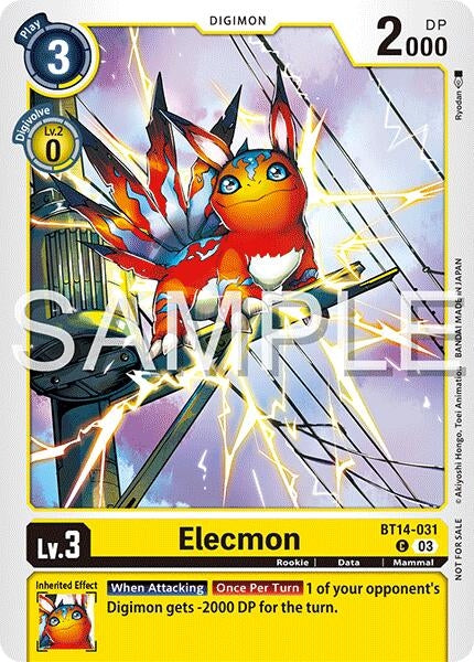 Image for Elecmon (BT14-031) (Time Stranger Demo Deck) (Digimon Demo Deck Exclusive Cards) (BT14-031 C) - Digimon Card Game