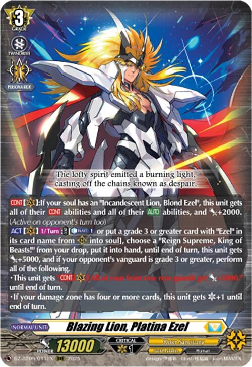 Image for Blazing Lion, Platina Ezel (DZ-BT09: Super Brave Detonation) (DZ-BT09/011EN) - Cardfight Vanguard