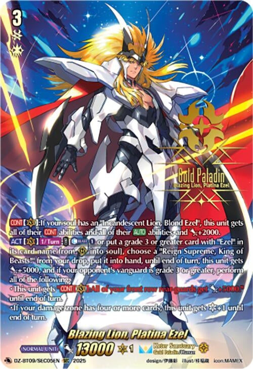 Image for Blazing Lion, Platina Ezel (SEC) (DZ-BT09: Super Brave Detonation) (DZ-BT09/SEC05EN) - Cardfight Vanguard