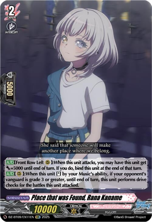 Image for Place that was Found, Rana Kaname (EXC) (DZ-BT09: Super Brave Detonation) (DZ-BT09/EX11EN) - Cardfight Vanguard
