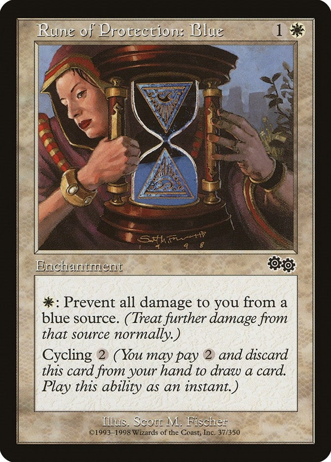 Image for Rune of Protection: Blue (Urza's Saga) (37) - Magic: The Gathering