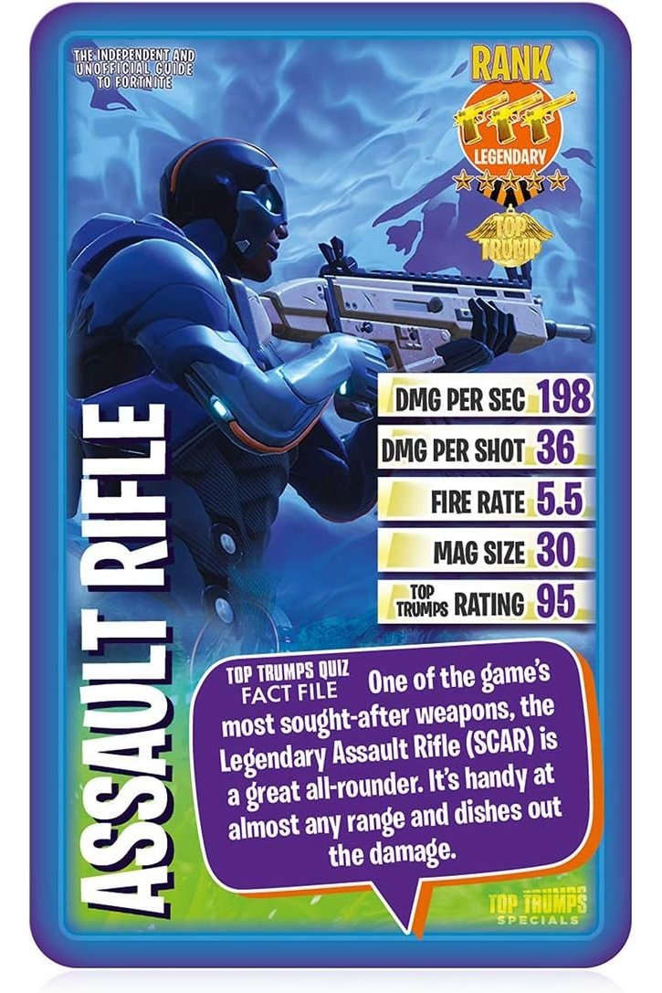 Top Trumps The Independent and Unofficial Guide To Fortnite Specials Card Game - Quiz Game