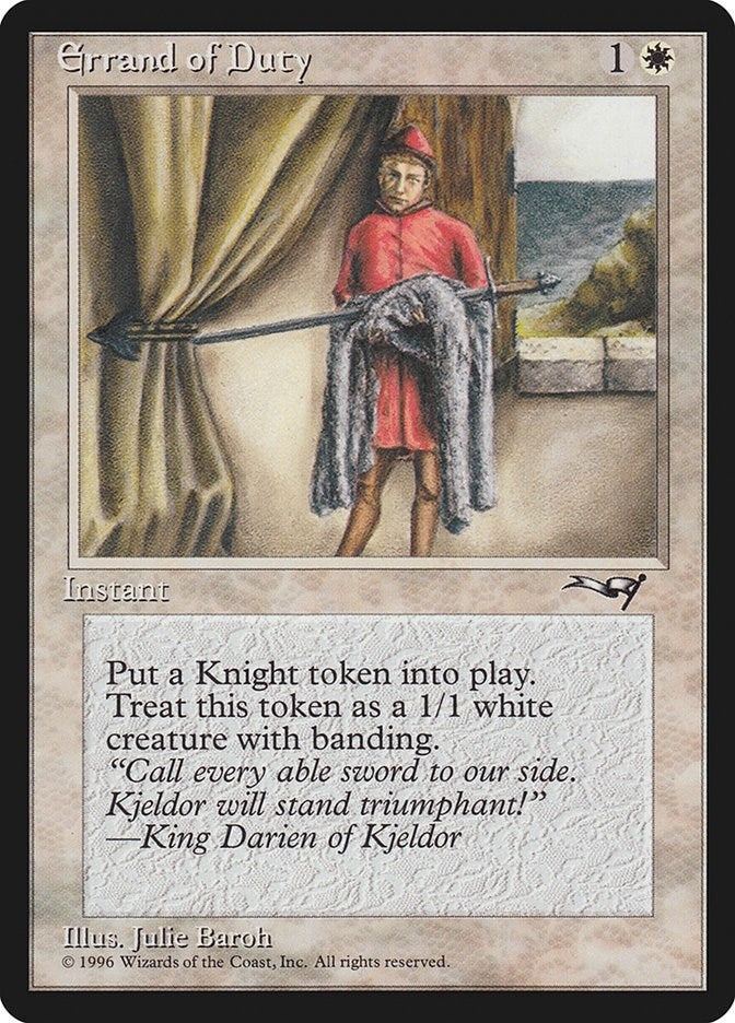 Image for Errand of Duty (Page Holding Sword) (Alliances) (128) - Magic: The Gathering
